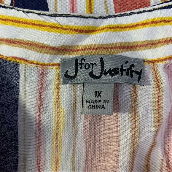 J for Justify Striped V-neck Sleeveless Dress Size 1X NWT - Picture 2 of 6